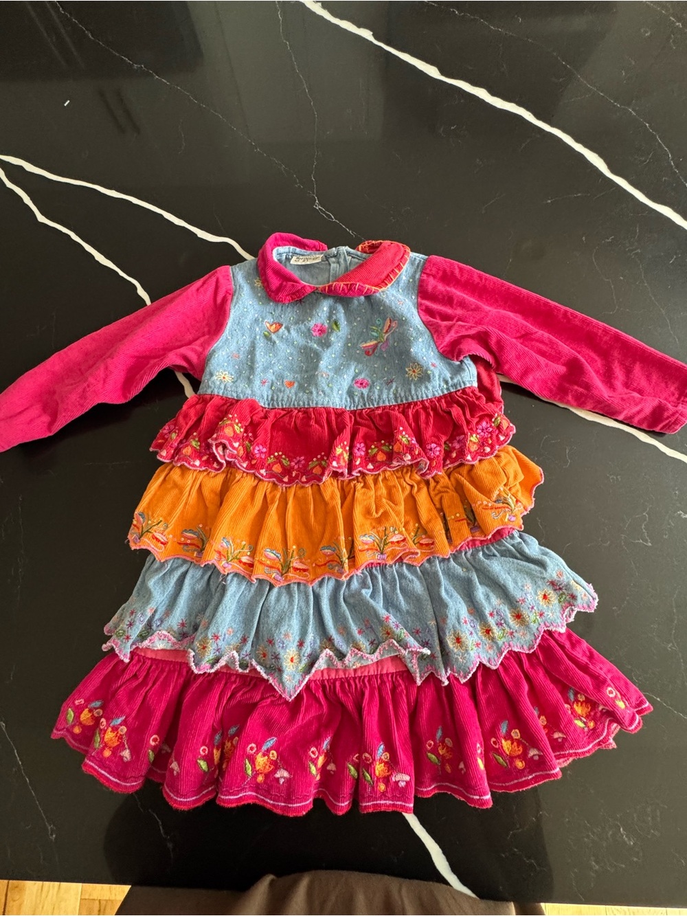 Beetlejuice Kids 2T Denim & Hot Pink Corduroy Dreas